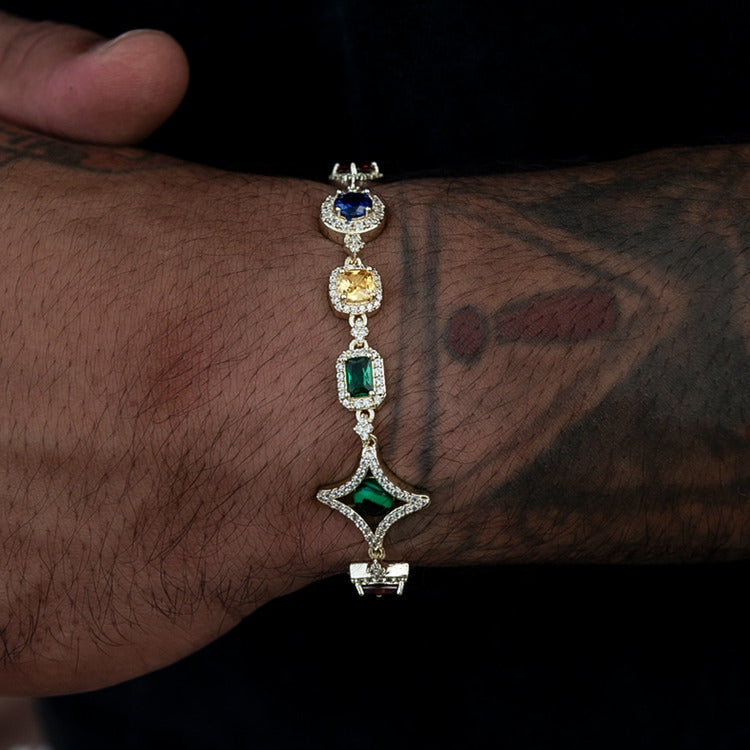 Colored Gemstone Chain Bracelet - 10mm