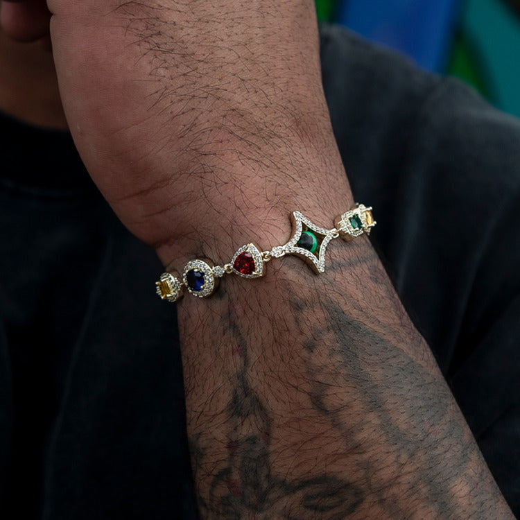Colored Gemstone Chain Bracelet - 10mm