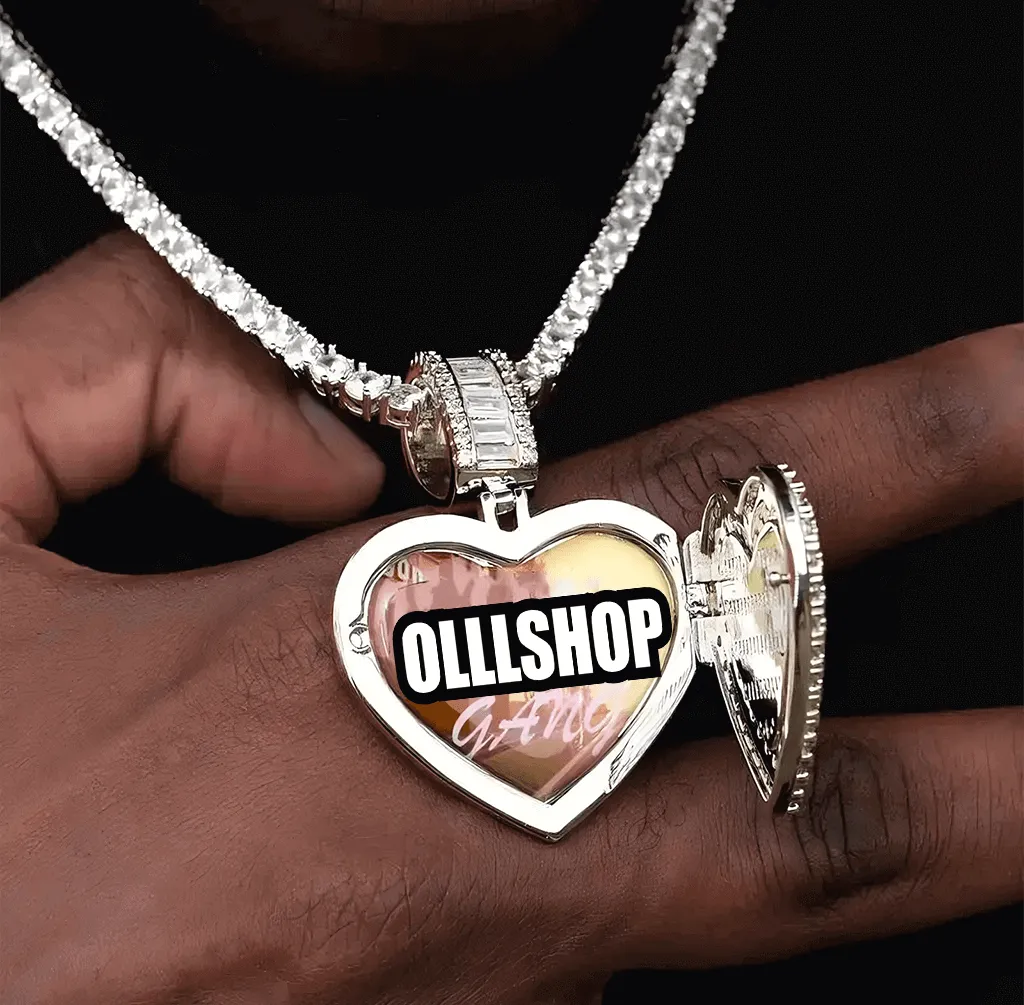 Custom photo heart locket pendant with flipping cover