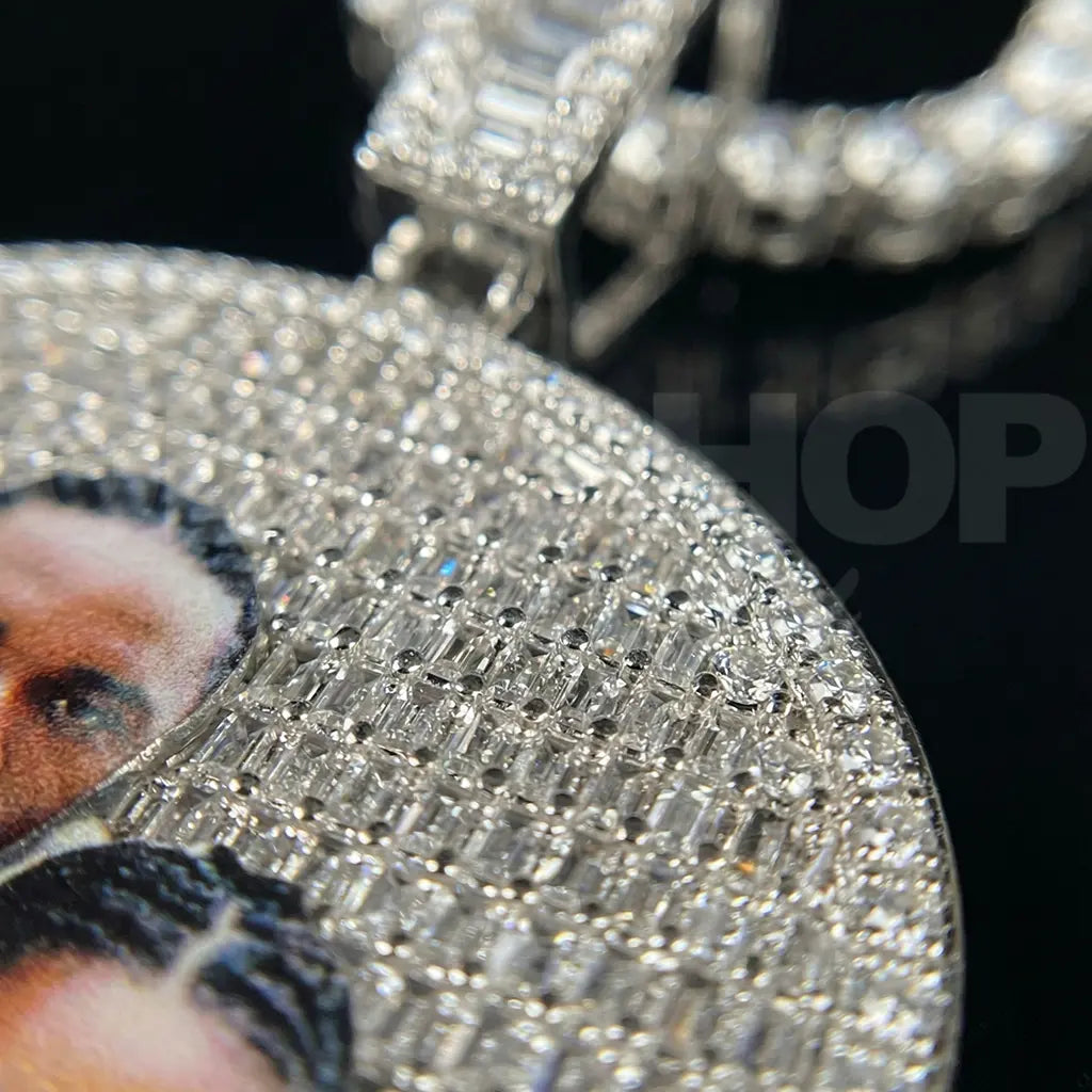 Custom Iced-Out Round Photo Pendant