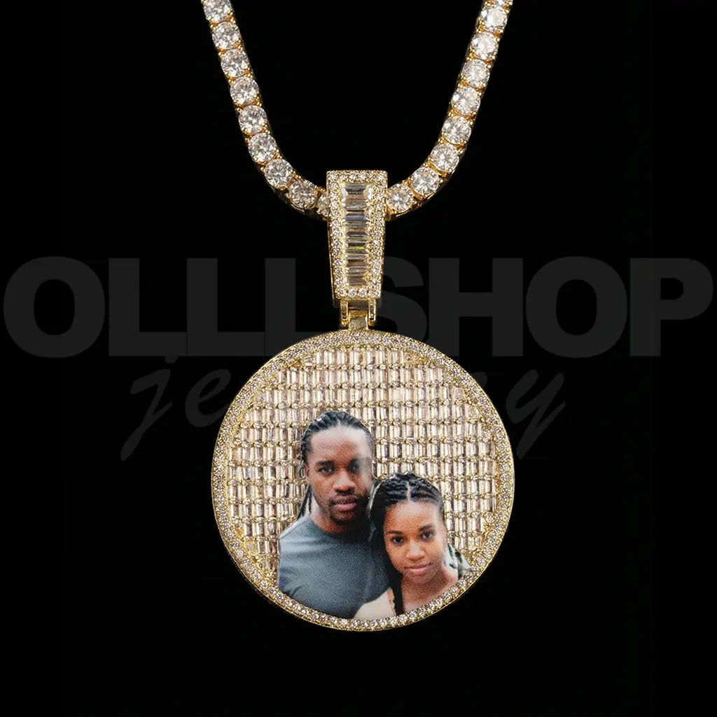 Custom Iced-Out Round Photo Pendant