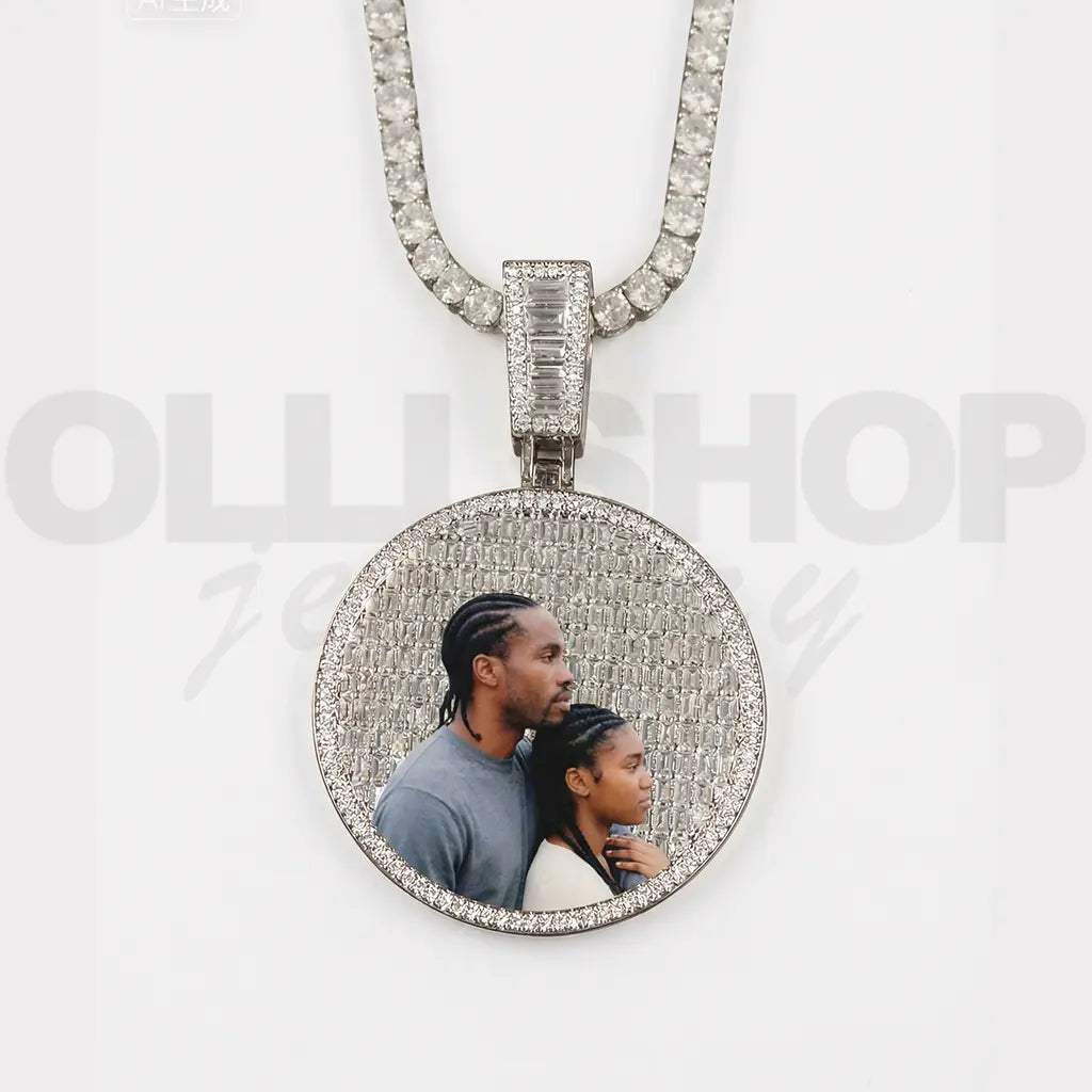 Custom Iced-Out Round Photo Pendant