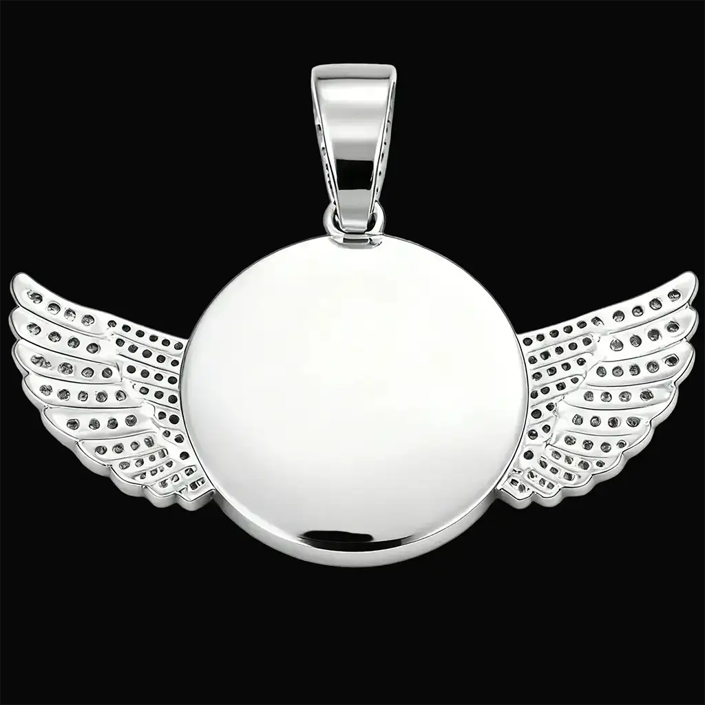 Personalized Winged Round Photo Pendant