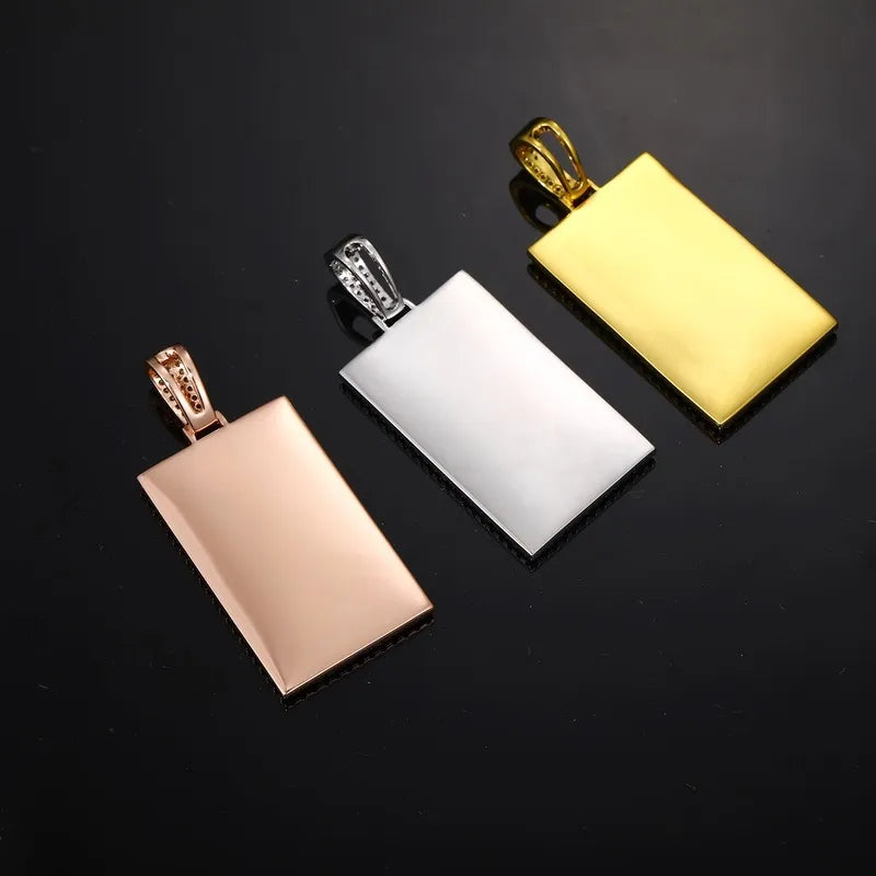 Custom rectangular pendant color options – gold, silver, rose gold – 25mm personalized jewelry