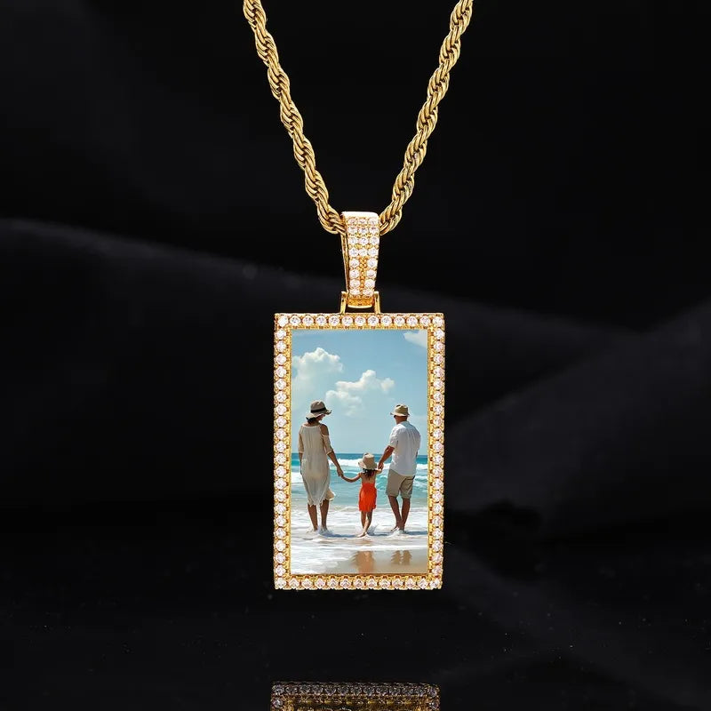 14k gold rectangular photo pendant – 25mm custom personalized jewelry
