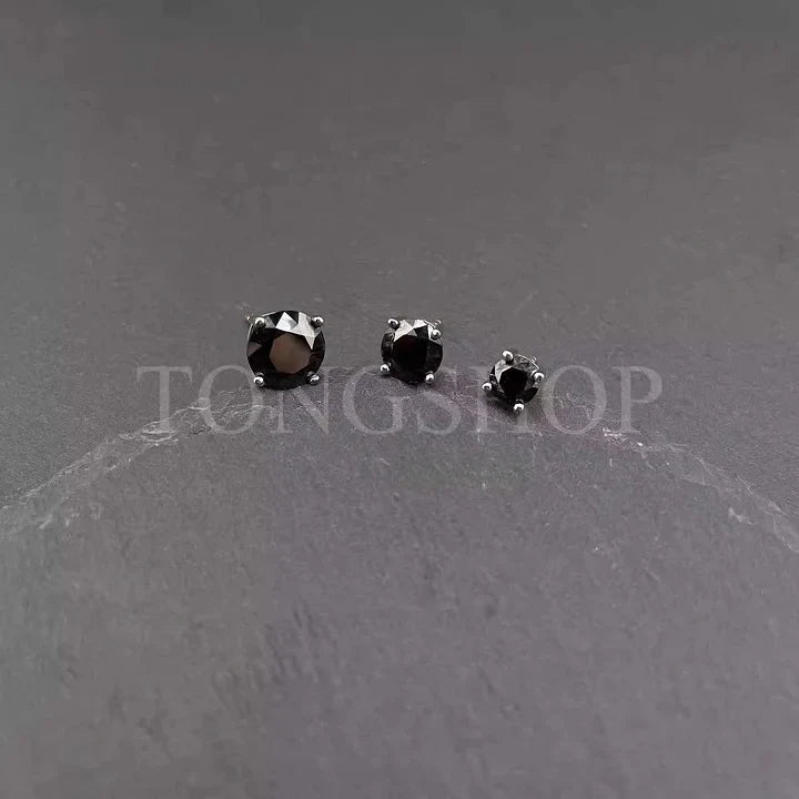 S925 Black VVS Moissanite Four Prong Black Stud Earrings