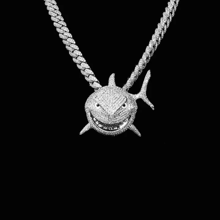 Small Version Of 6ix9ine’s Same Diamond-Encrusted Fat Shark Pendant