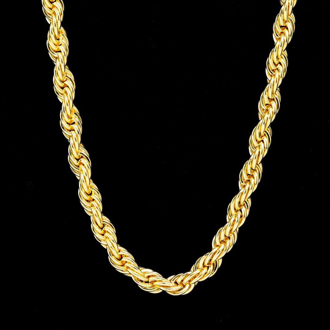 10mm Rope Chain Necklace 18K Gold