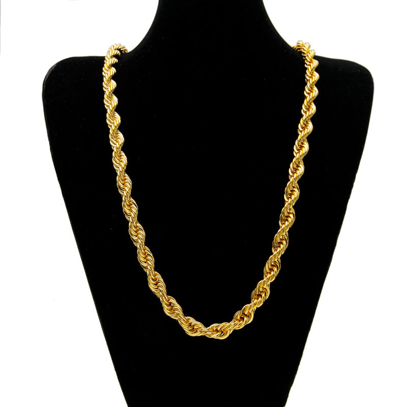 10mm Rope Chain Necklace 18K Gold