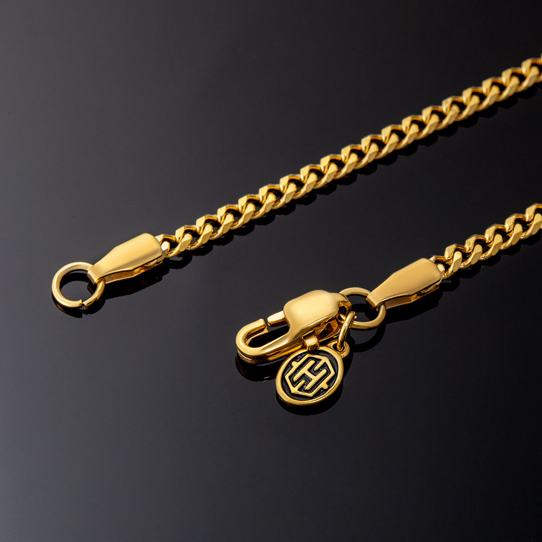 2.5mm Diamond-Cut Stainless Steel Cuban Chain in Gold