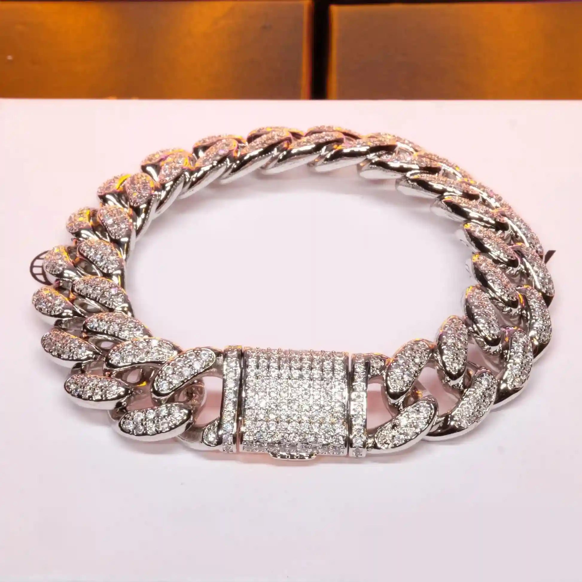 Classic Miami Cuban Link Bracelet in White Gold - 13mm