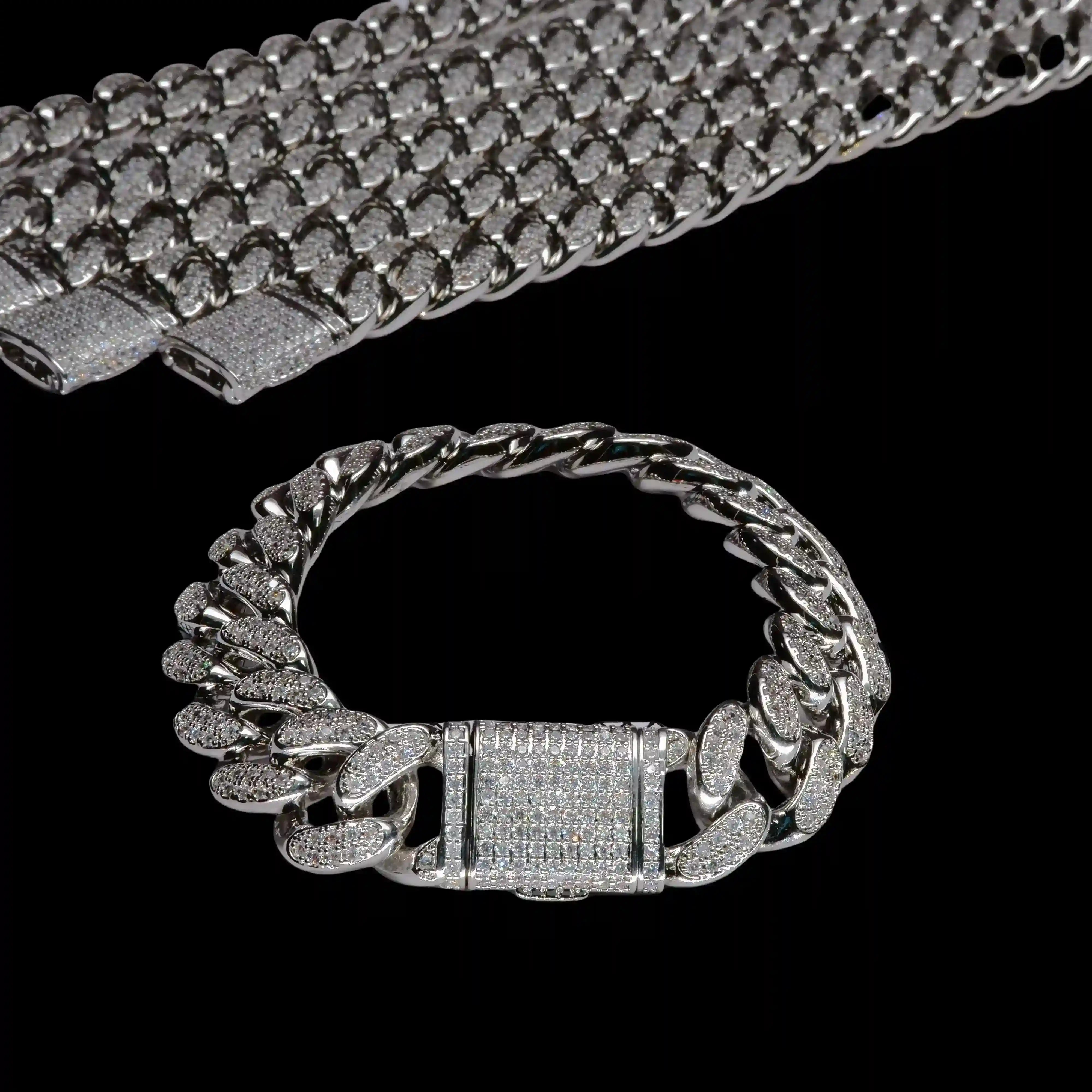 Classic Miami Cuban Link Bracelet in White Gold - 13mm