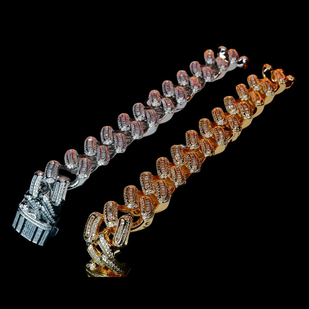 18k Gold-Plated Baguette Iced Bracelet - 15mm