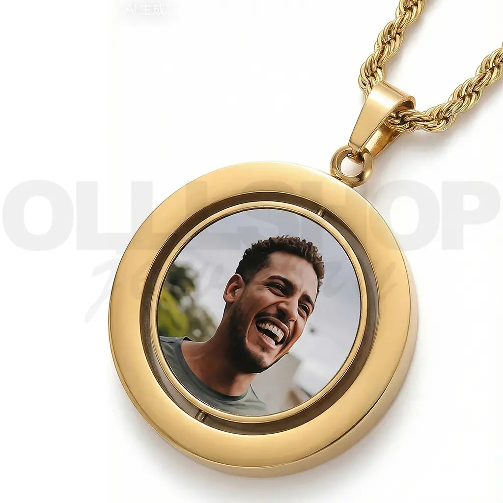 Double-Sided Rotating Photo Necklace