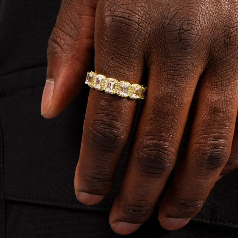 Anillo de oro de 18 quilates con esmeralda S925 (6 mm)