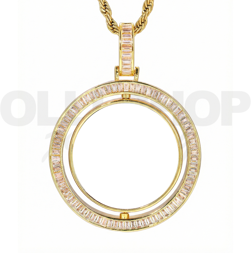 Eternal Spin T-Shaped Diamond Custom Photo Necklace