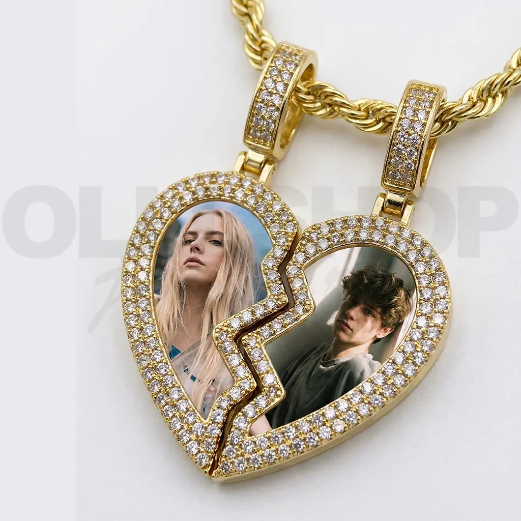 Forever Split Heart Photo Pendant