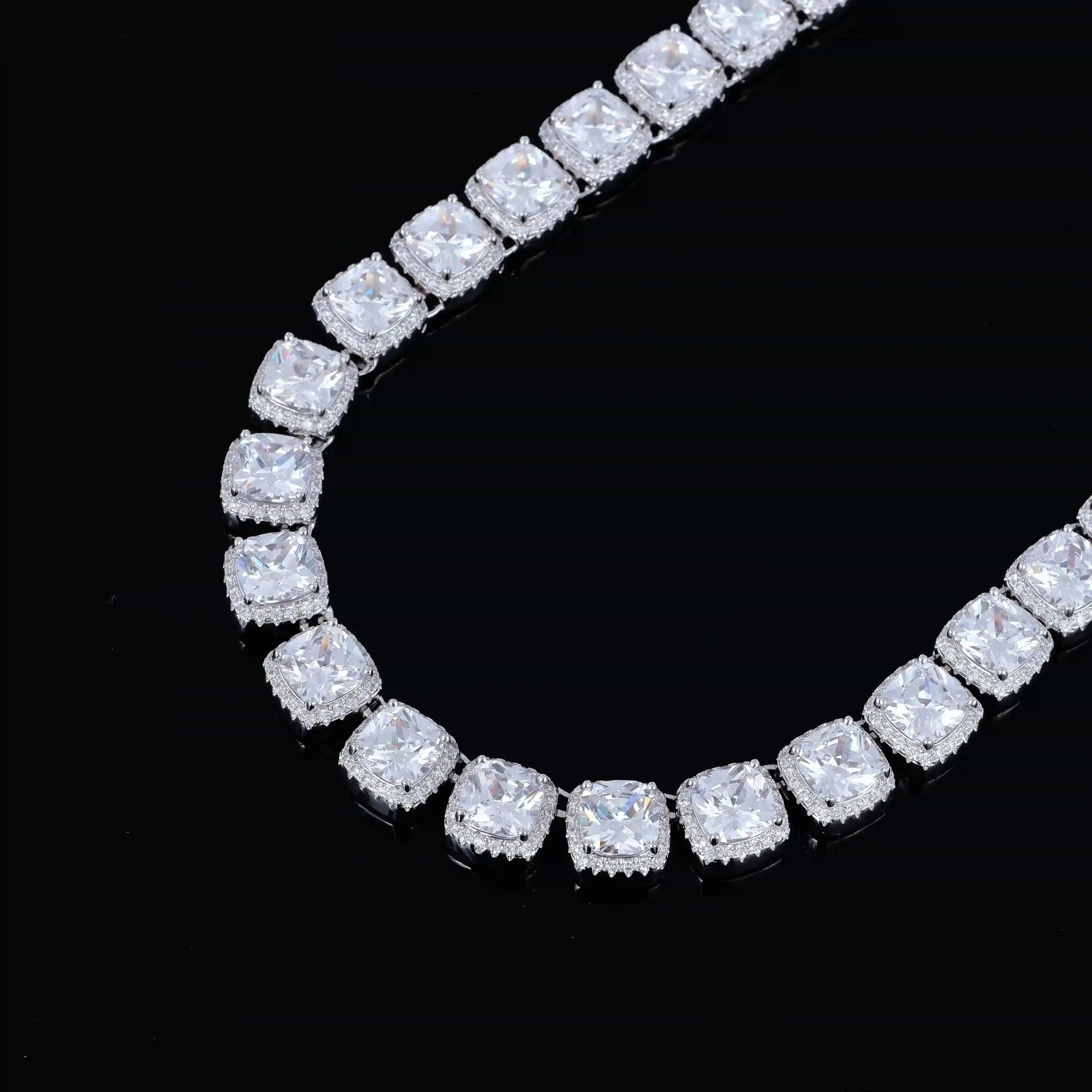Glacier Clustered Tennis Chain in White Gold