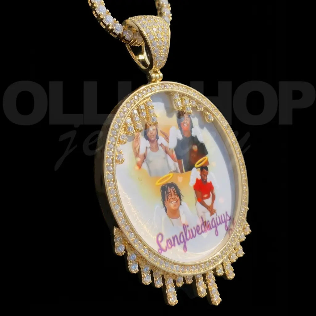 Golden Drip Frame Personalized Photo Necklace