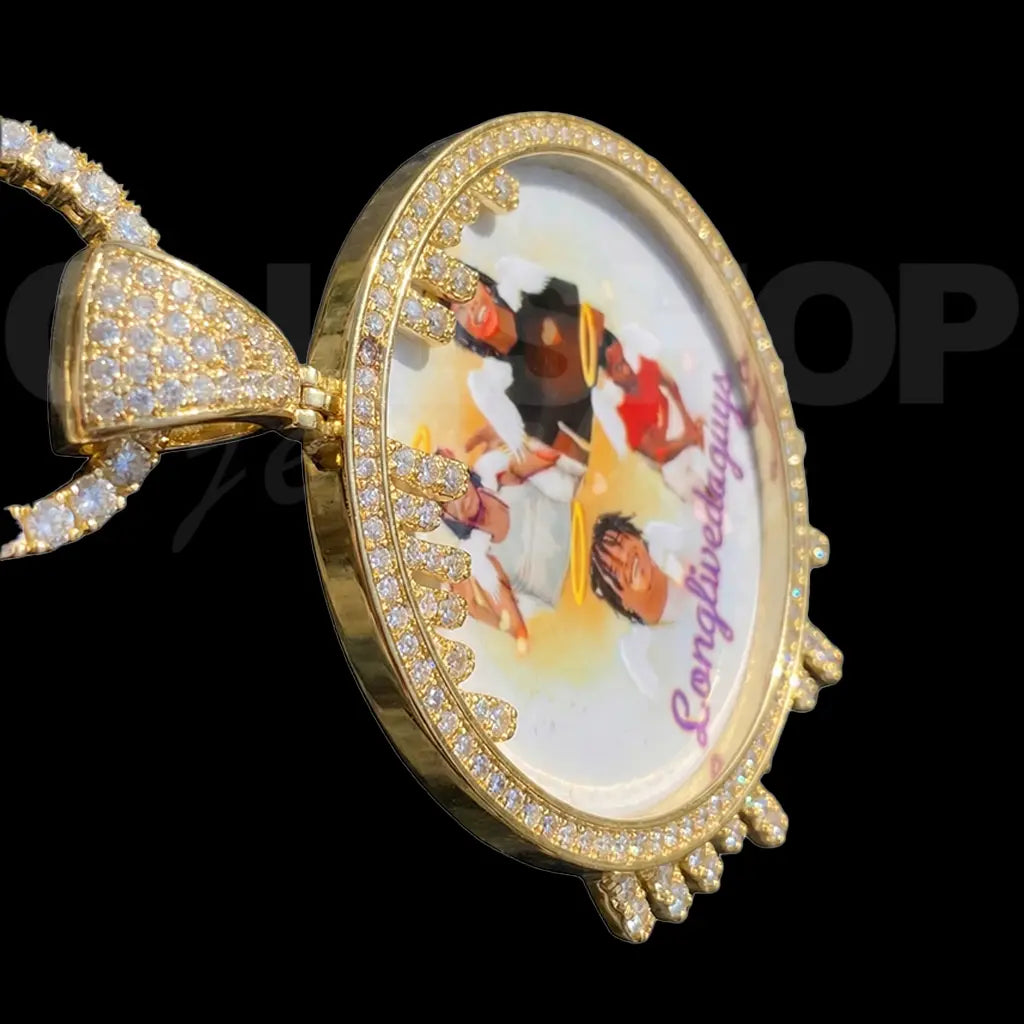 Golden Drip Frame Personalized Photo Necklace