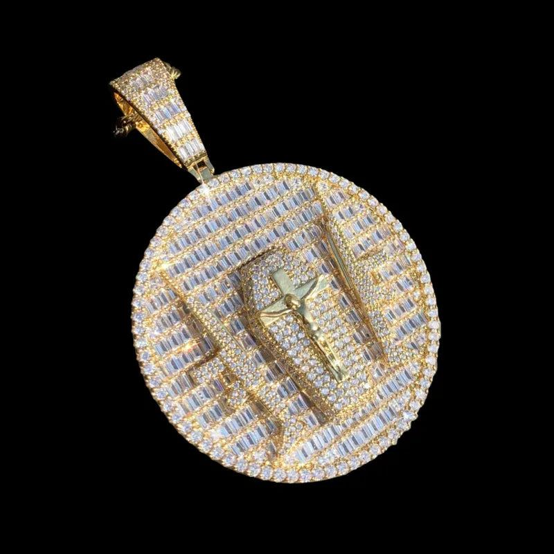 Guardian Double Gun Cross Disc Pendant - 55mm