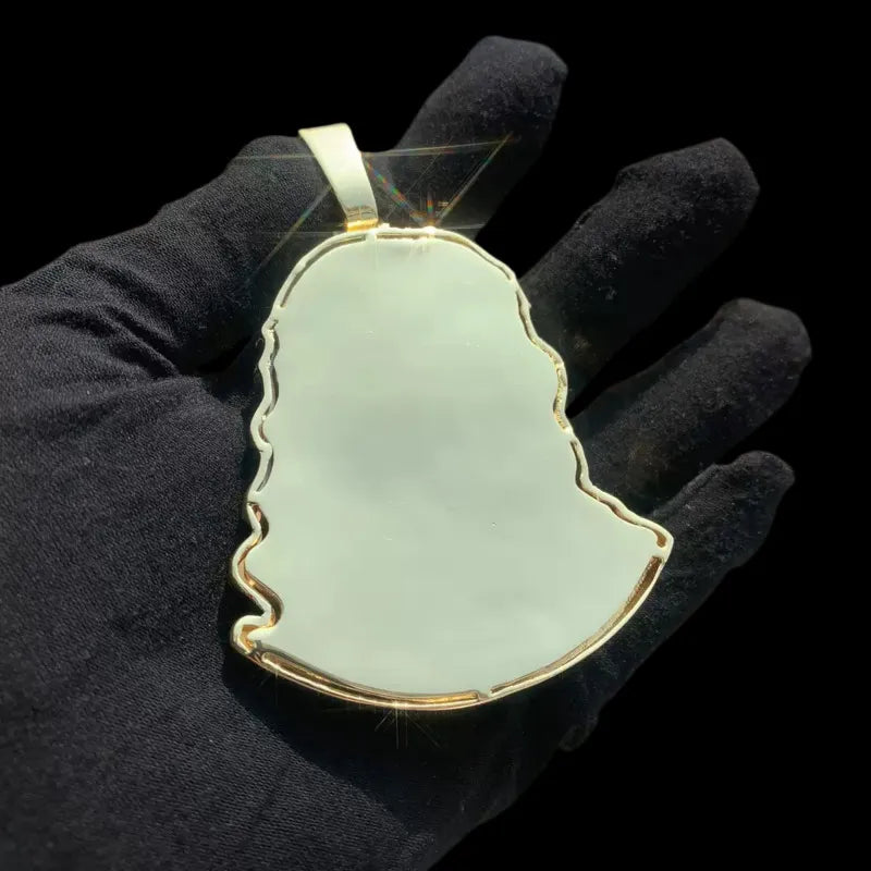 Back view of iced Jesus pendant with polished finish