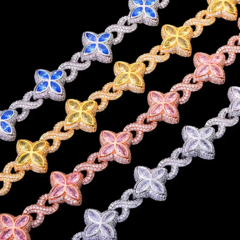 Ice Clover Chain in Yellow Gold - 18mm