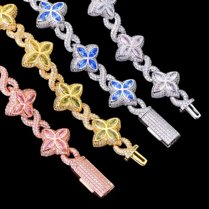 Ice Clover Chain in White Gold - 18mm