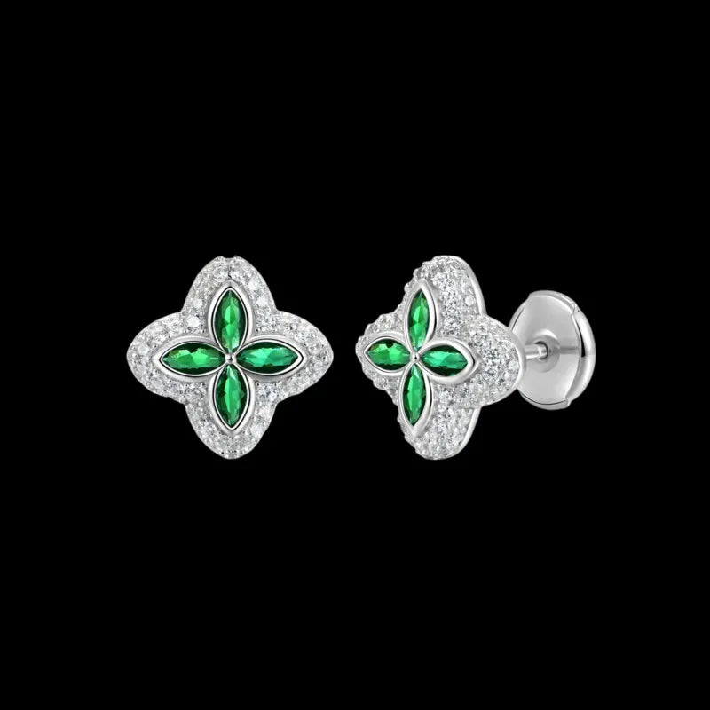 Iced Clover Earrings in Black Dimaond - 13mm