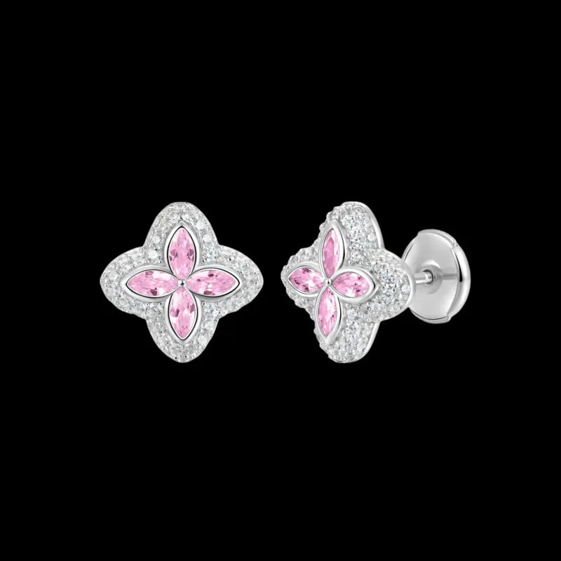 Iced Clover Earrings in Black Dimaond - 13mm