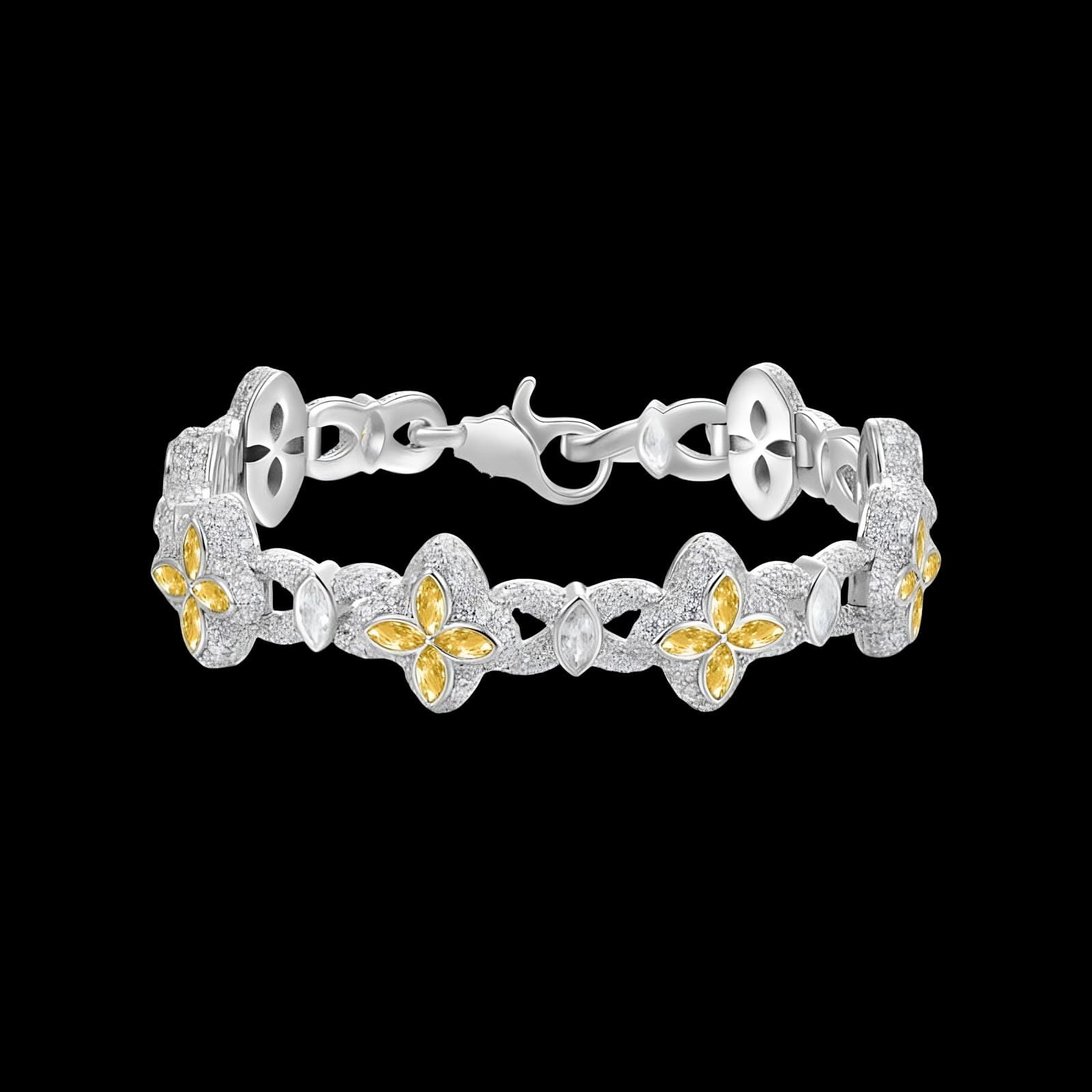 Ice clover bracelet 15mm yellow diamond design luxury hip hop jewelry