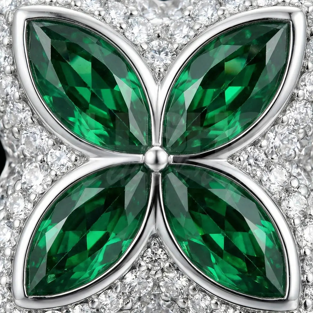 Iced Clover Rings Diamond - 25mm