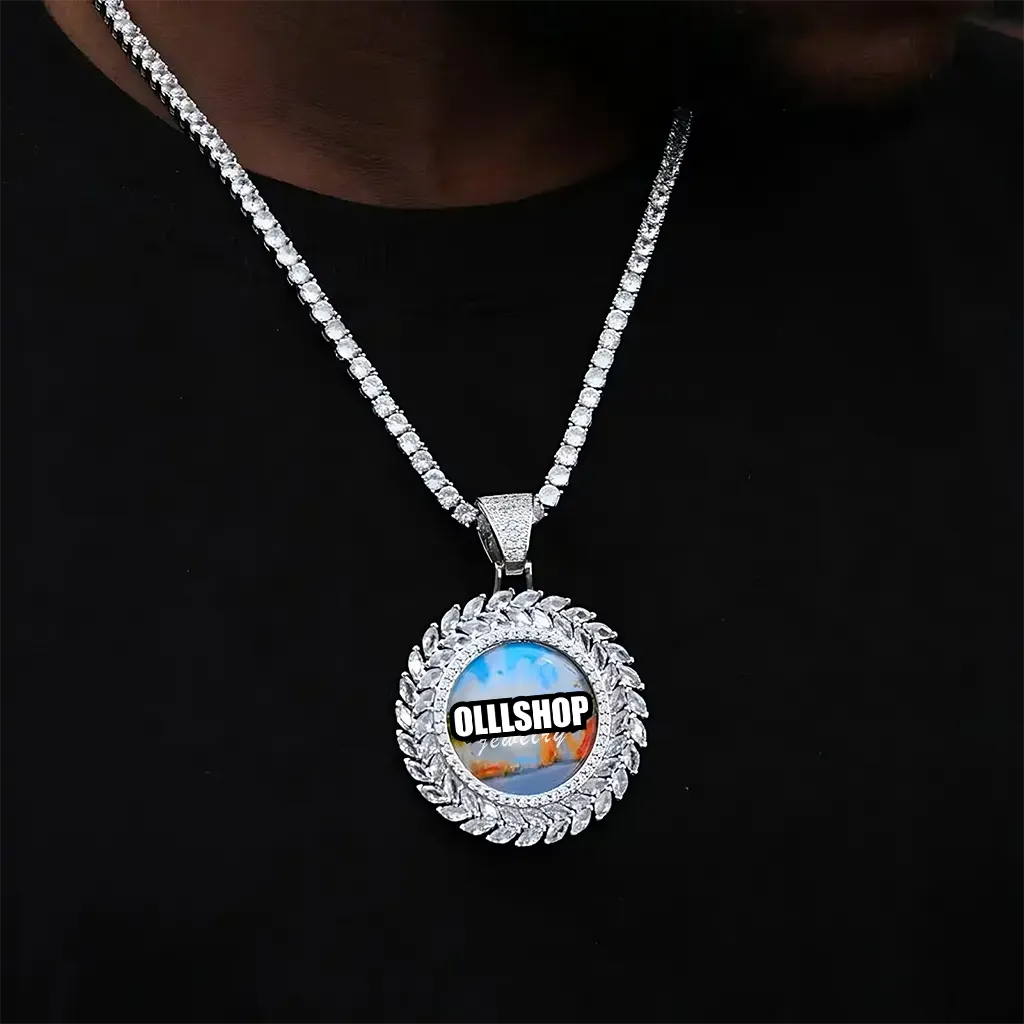 Large 3D wheat ear custom pendant featuring personalized image