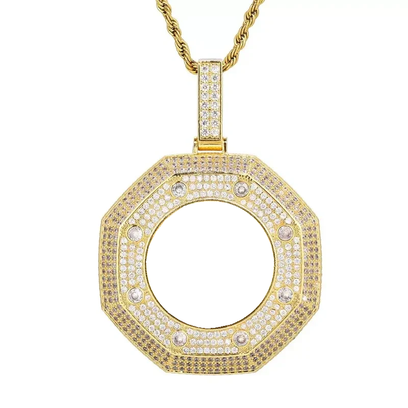 Large 18k Gold Custom Photo Bagua Pendant - 55mm