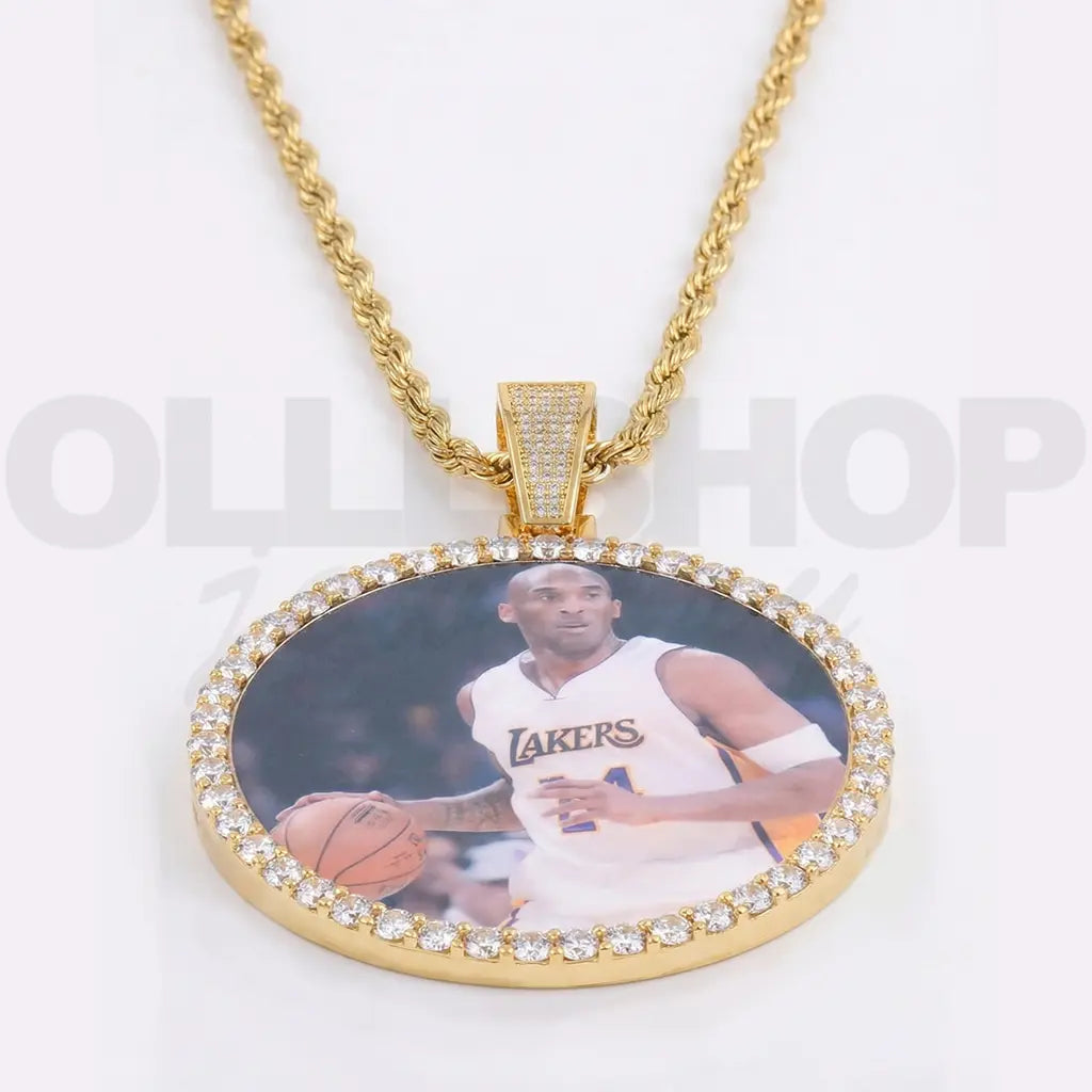 Large Round Iced Photo Pendant