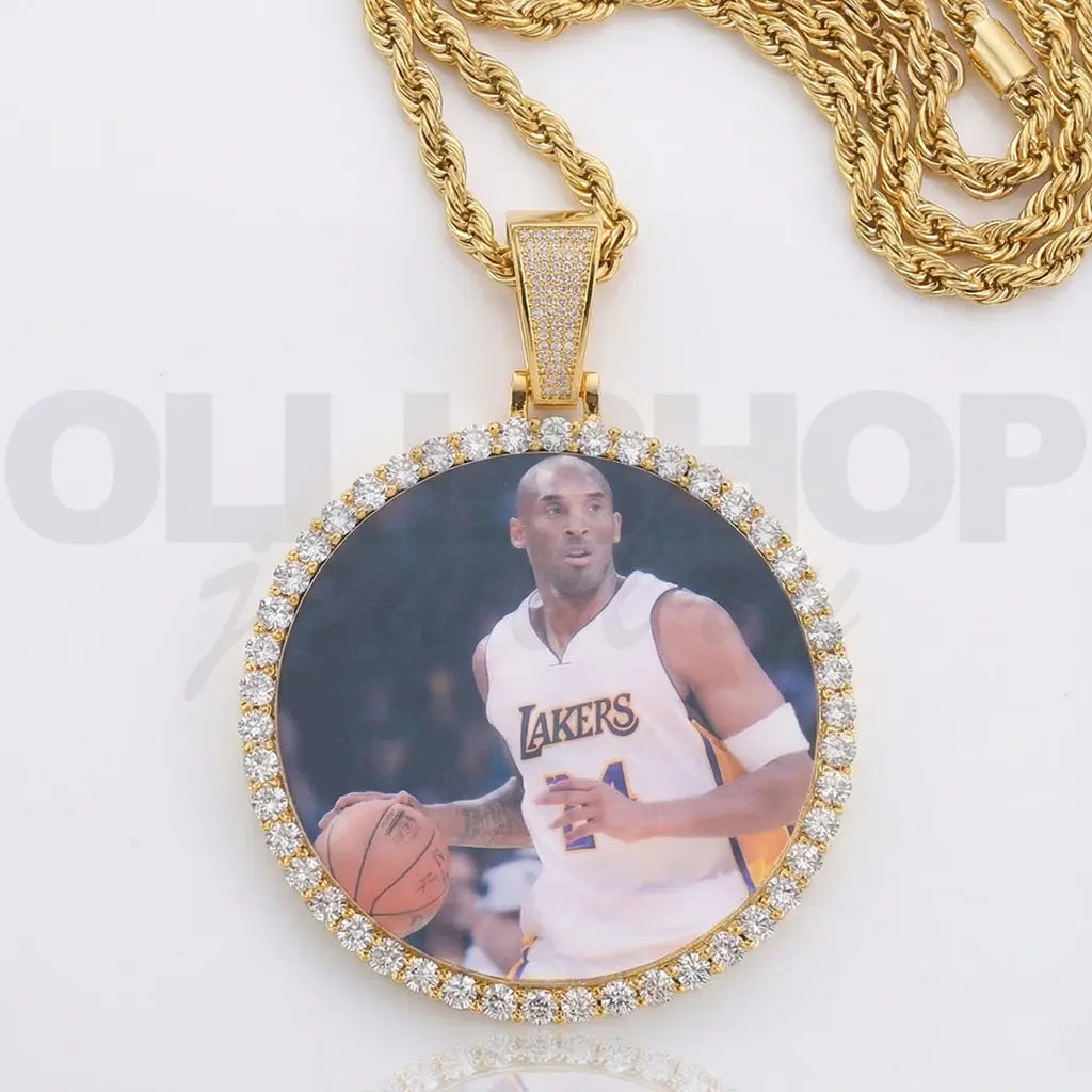 Large Round Iced Photo Pendant