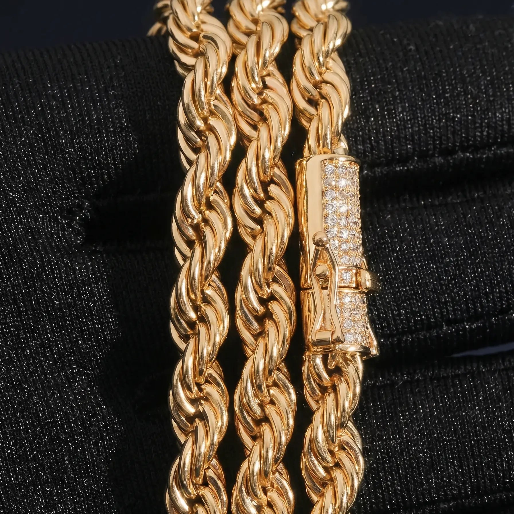 Moissanite Rope Chain Iced Clasp in White Gold - 6mm