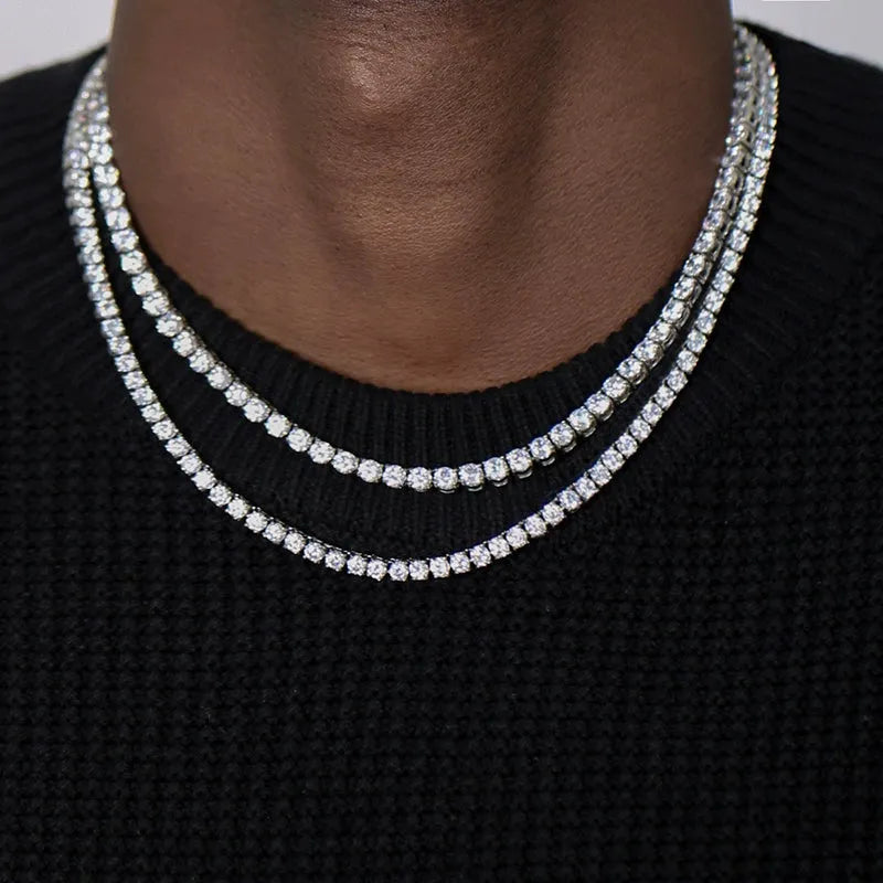 S925 Tennis Necklace in White Gold - 3mm/4mm/5mm