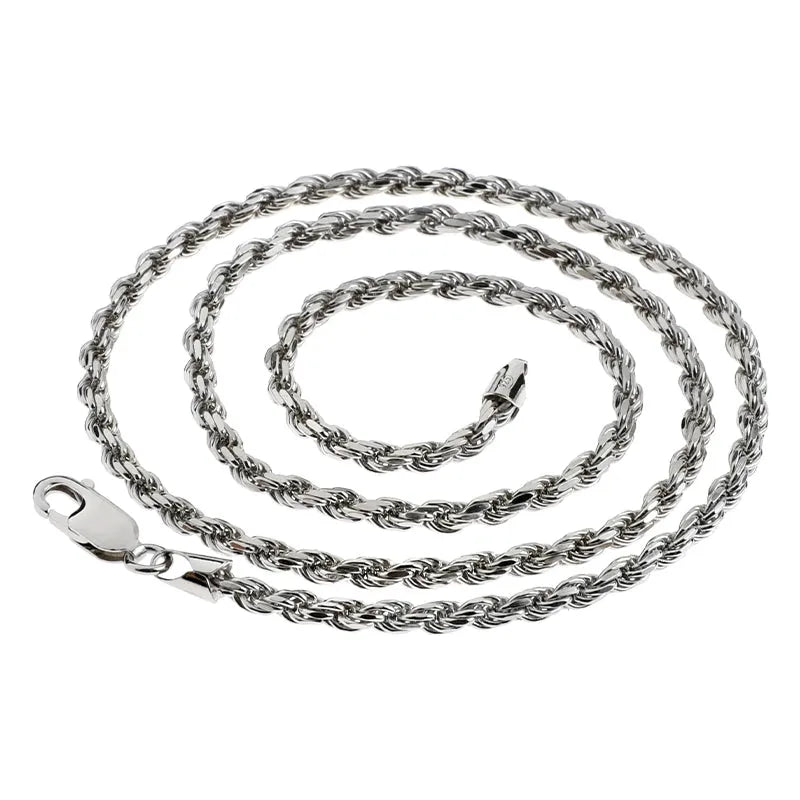 S925 Rope Chain White Gold - 1.7mm/2mm/3.3mm