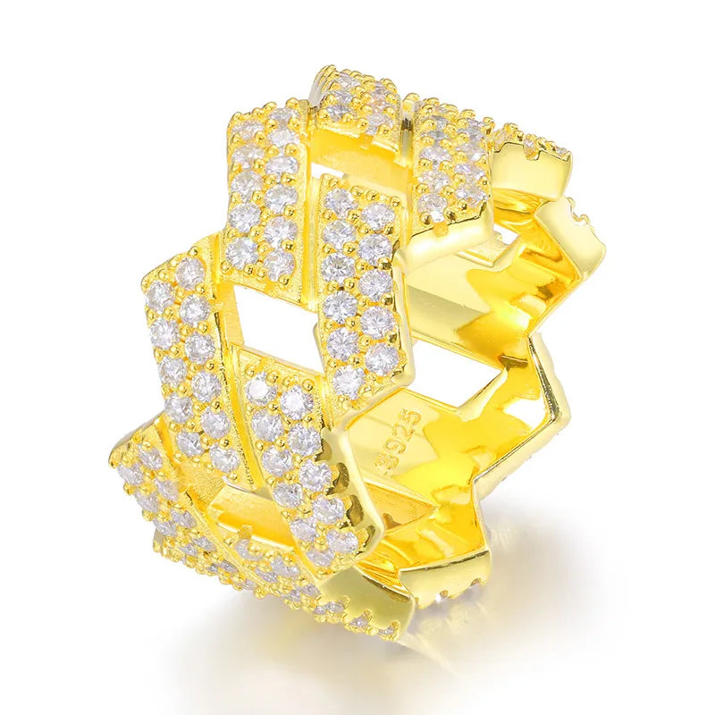 S925 VVS Moissanite Cuban Personality Diamond Ring