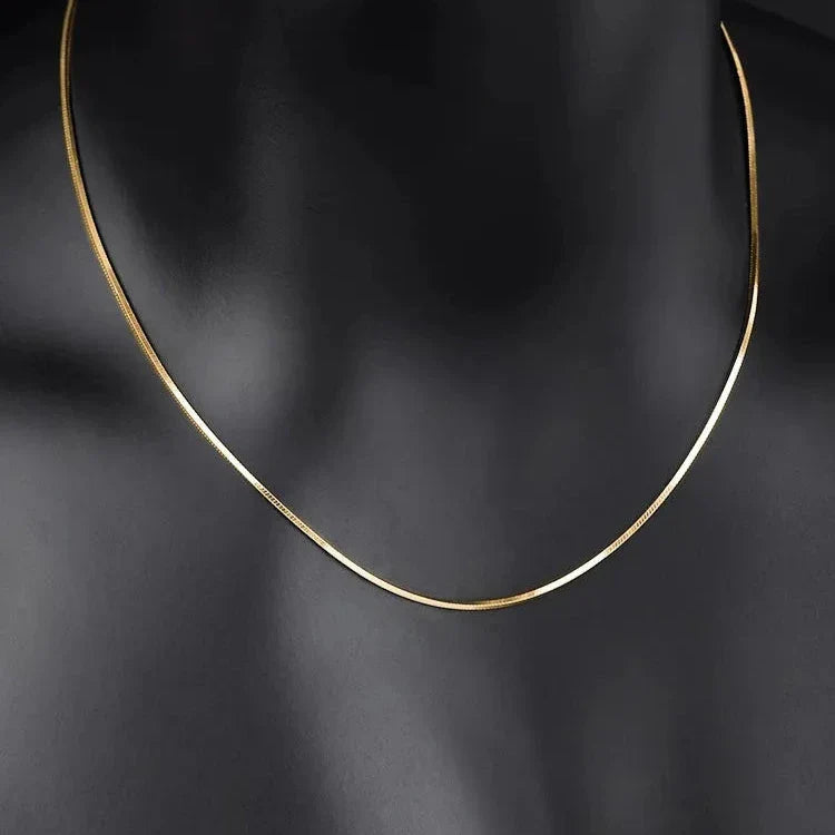 Snake Bone Chain Necklace in 24K Gold - 2mm