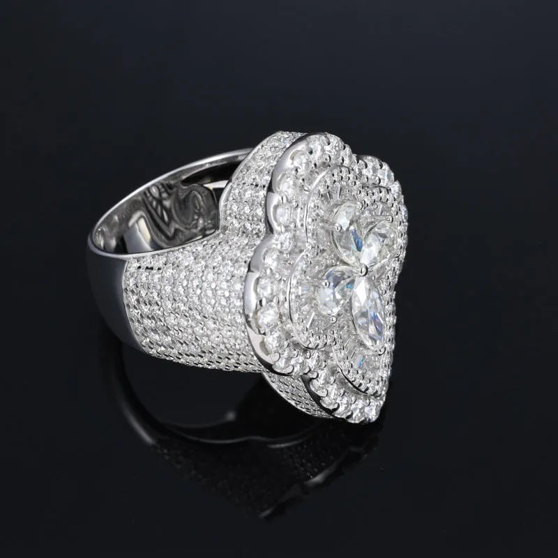 S925 VVS Moissanite Flower Shape Ring
