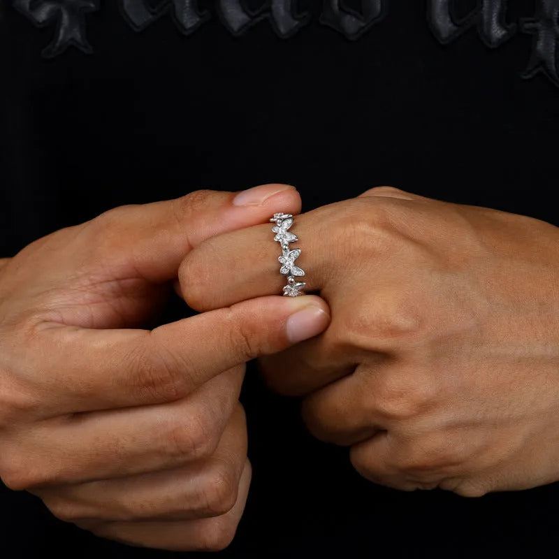 S925 VVS Moissanite Butterfly Open Ring