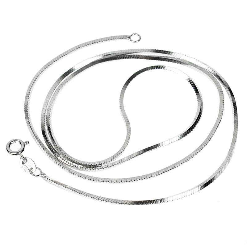 Sterling Silver Snake Bone Chain in White Gold - 1.5mm
