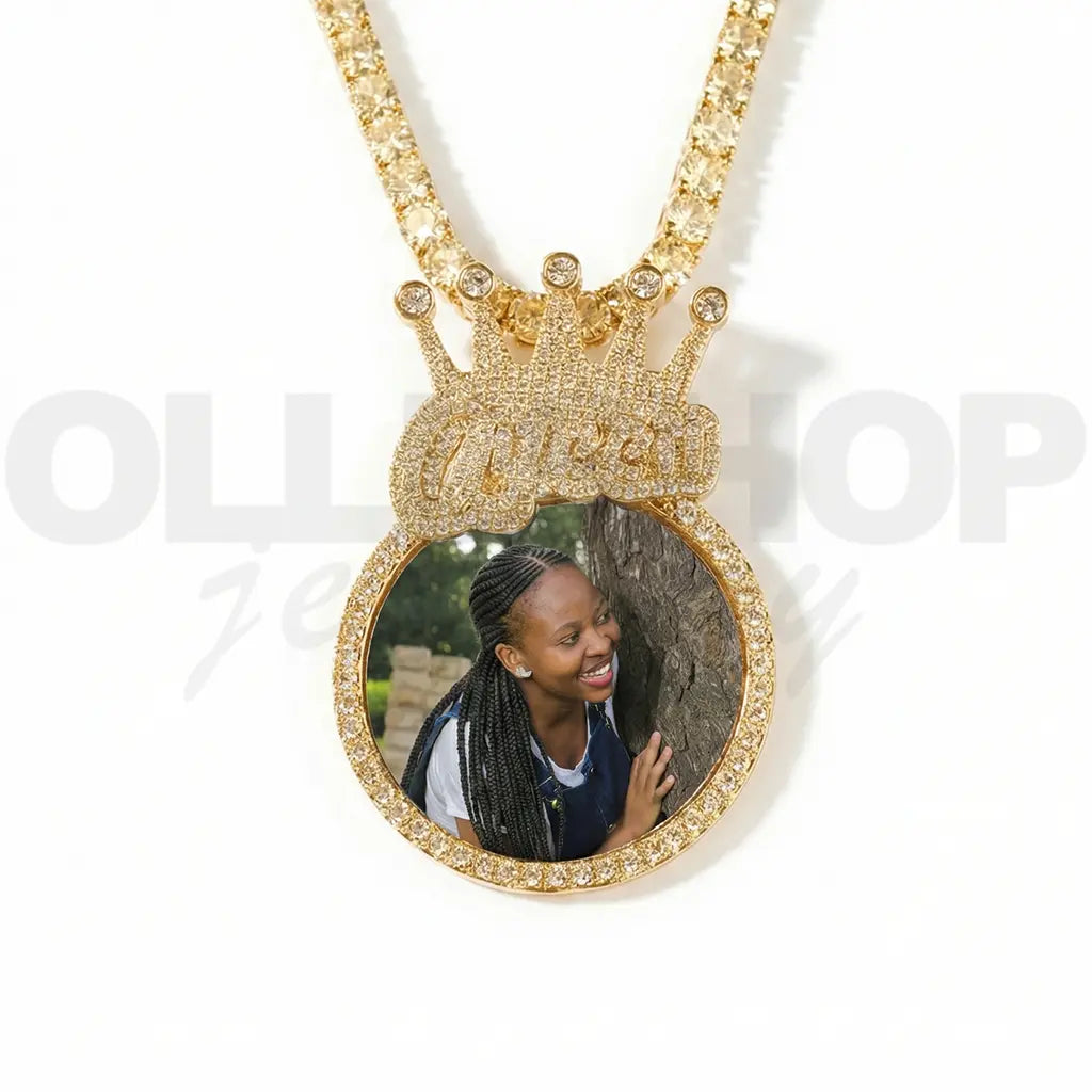 Personalized Crown Photo Pendant Necklace