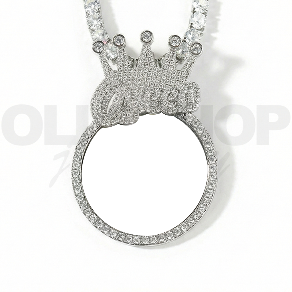 Personalized Crown Photo Pendant Necklace