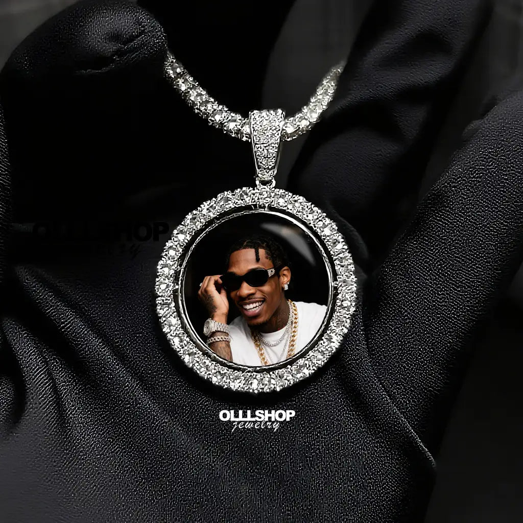 Personalized Dual-Image Rotating Pendant – 42mm Round Design