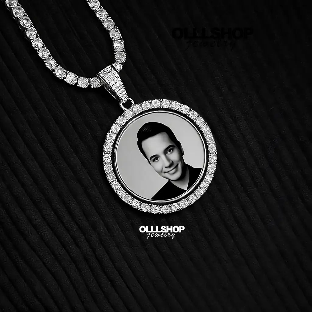 Personalized Dual-Image Rotating Pendant – 42mm Round Design