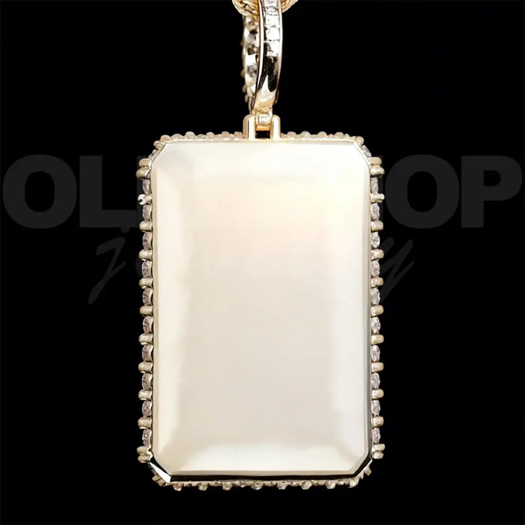 Personalized Rectangular Photo Pendant with Iced Frame