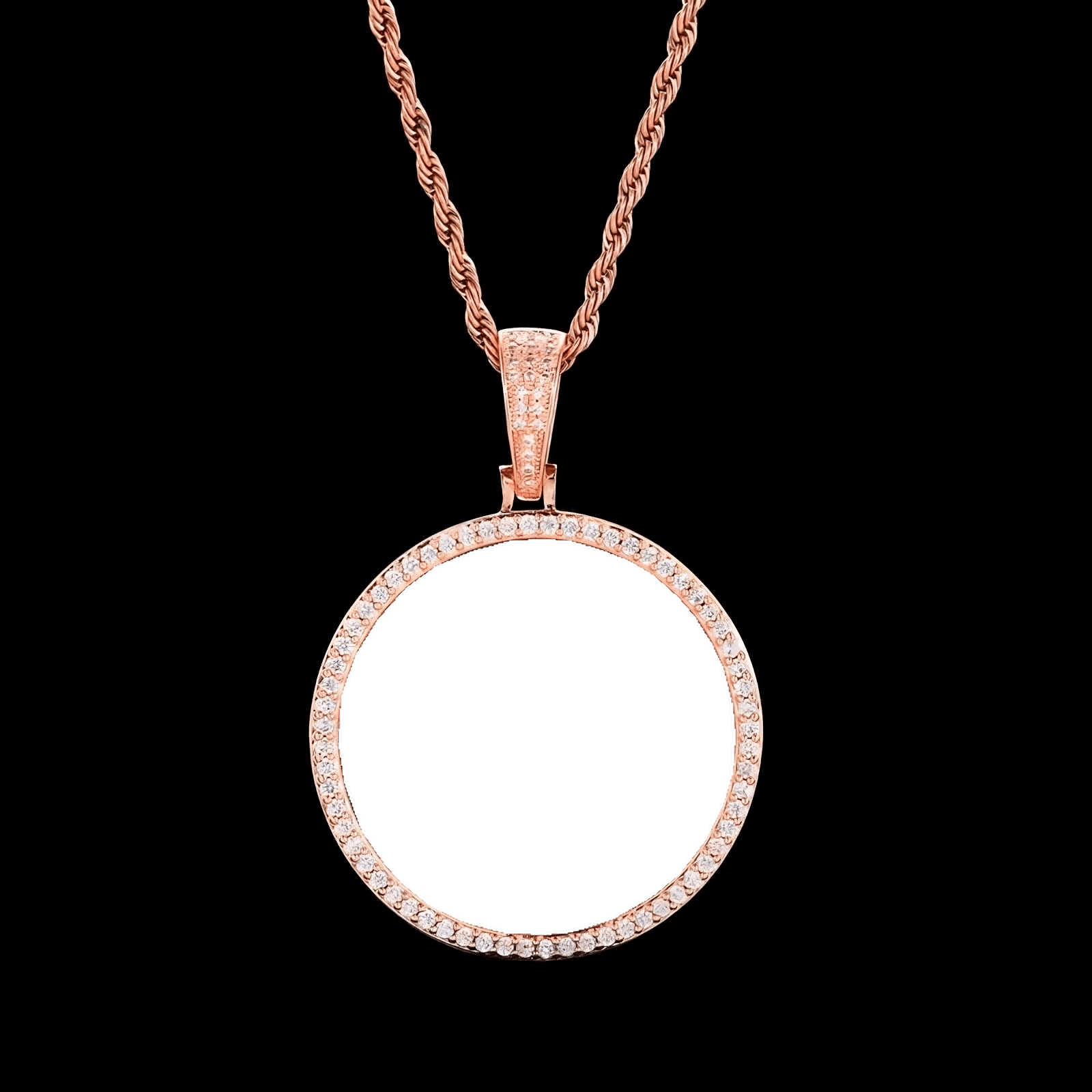 Blank pendant bases for 45mm custom photo round necklaces – gold, rose gold